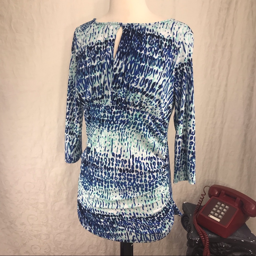 Blue Patterned Ann Taylor Top - image 1